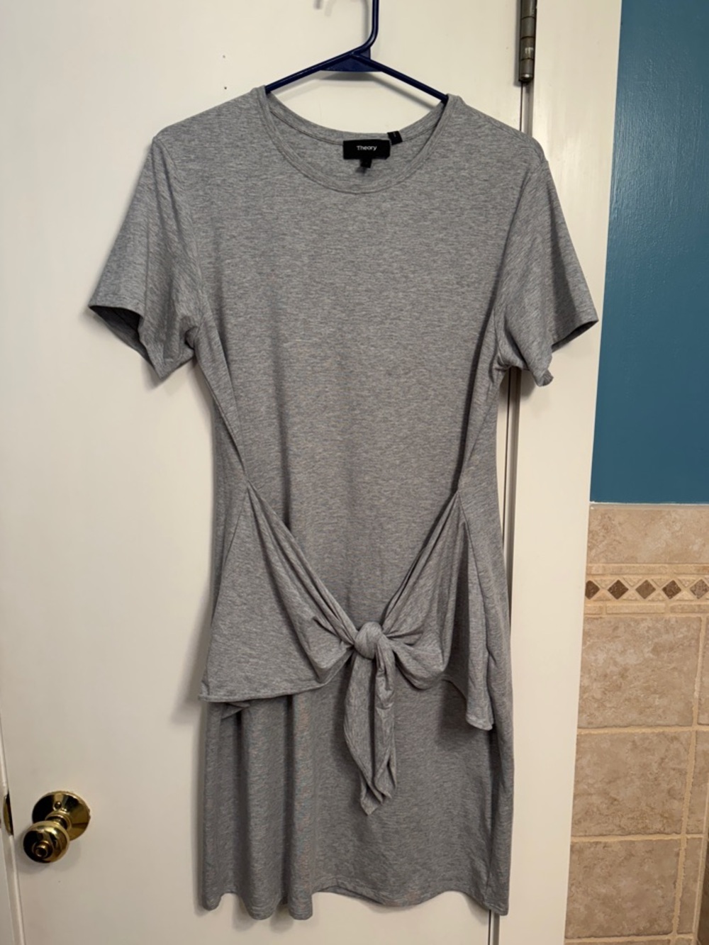 Theory Melange Grey Rubric Tie-Front Mini Dress NWT
